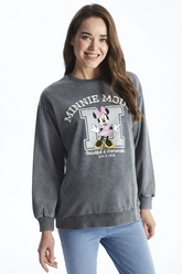 Crew Neck Minnie Mouse® Printed Maternity Sweatshirt Anthracite - 8490