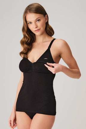 Modal Cotton Nursing Tank Top Black - 8527