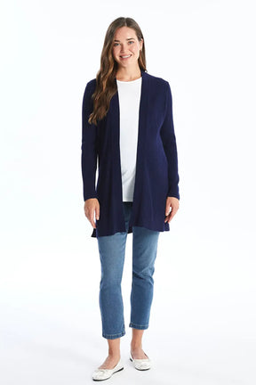 Shawl Collar Plain Maternity Knit Cardigan Navy Blue - 8544