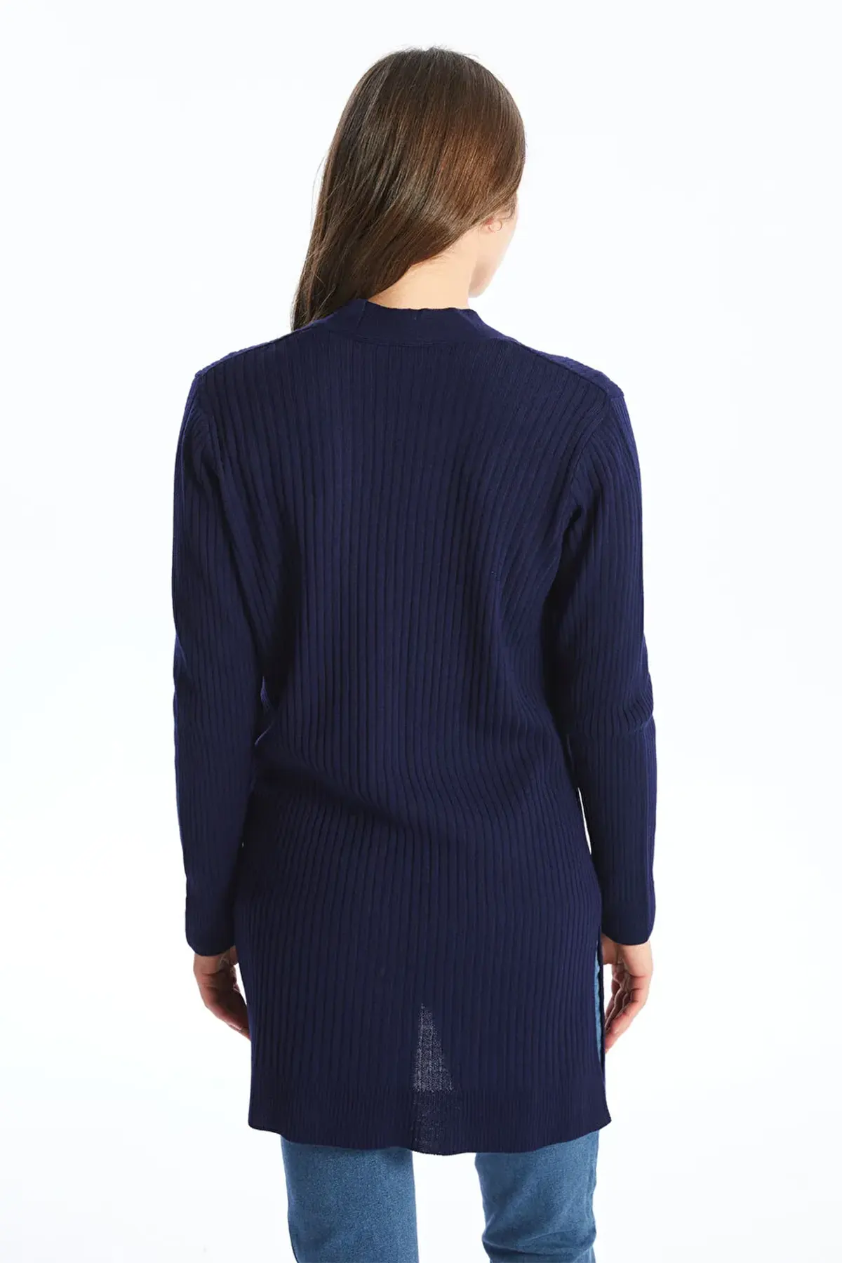 Shawl Collar Plain Maternity Knit Cardigan Navy Blue - 8544