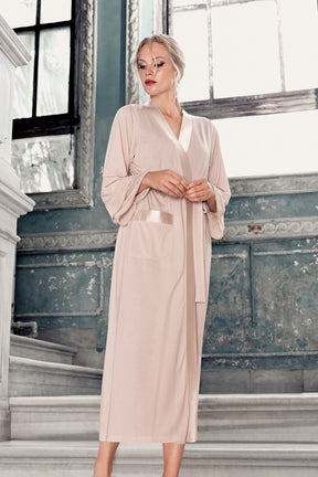 Satin Bias Maternity Robe Beige - 8600