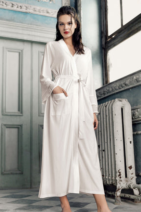 Satin Bias Maternity Robe Ecru - 8600