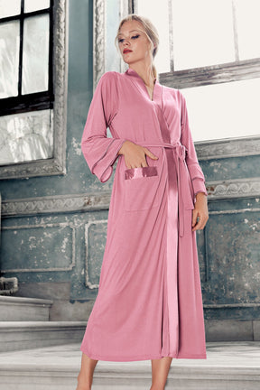 Satin Bias Maternity Robe Dried Rose - 8600