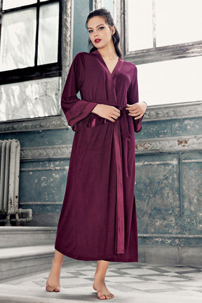 Satin Bias Maternity Robe Plum - 8600