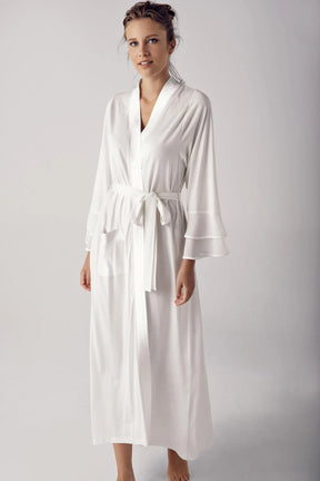 Satin Bias Maternity Robe Ecru - 8600