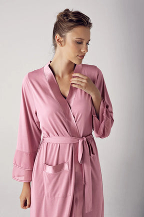 Satin Bias Maternity Robe Dried Rose - 8600