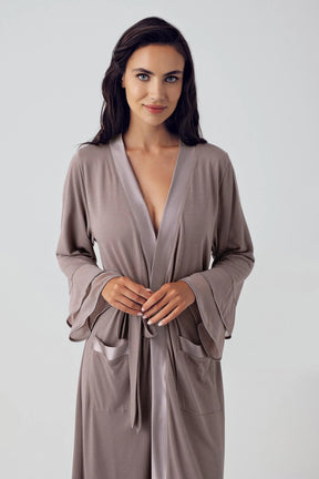 Satin Bias Maternity Robe Mink - 8600