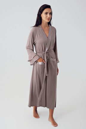 Satin Bias Maternity Robe Mink - 8600