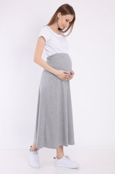 Adjustable Waist Cotton Maternity Skirt Grey - ES9031