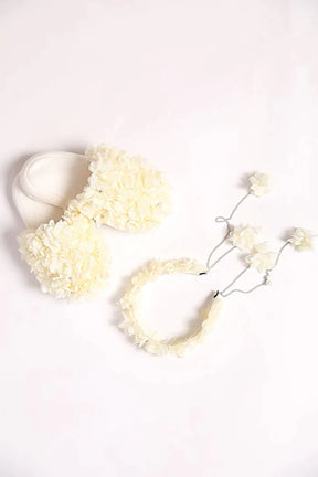 Azalea Flowered Postpartum And Bride Crown & Slippers Set Ecru - 919501