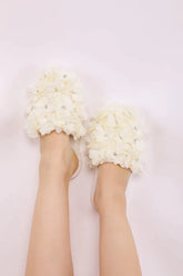 Azalea Flowered Postpartum And Bridal Slippers Ecru - 9501