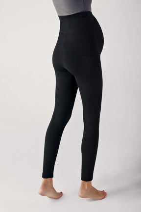 Ribbed Adjustable High-Waist Stretch Supportive Maternity Leggings Black - LF9201