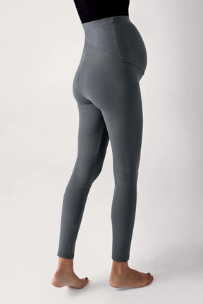 Ribbed High-Waist Stretch Supportive Maternity Leggings Anthracite - LF9203