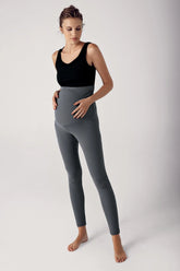 Ribbed High-Waist Stretch Supportive Maternity Leggings Anthracite - LF9203