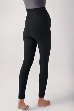 Ribbed High-Waist Stretch Supportive Maternity Leggings Black - LF9203