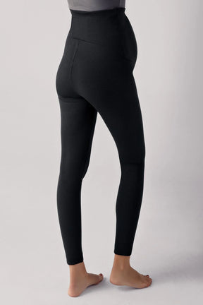 Ribbed High-Waist Stretch Supportive Maternity Leggings Black - LF9203