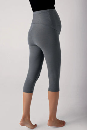 Ribbed High-Waist Stretch Supportive Capri Maternity Leggings Anthracite - LF9204