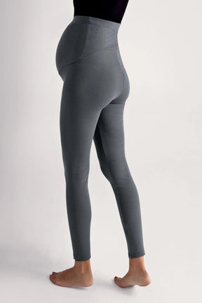 Ribbed Thermal Fleece-Lined Adjustable Waist Maternity Leggings Anthracite - LF9206