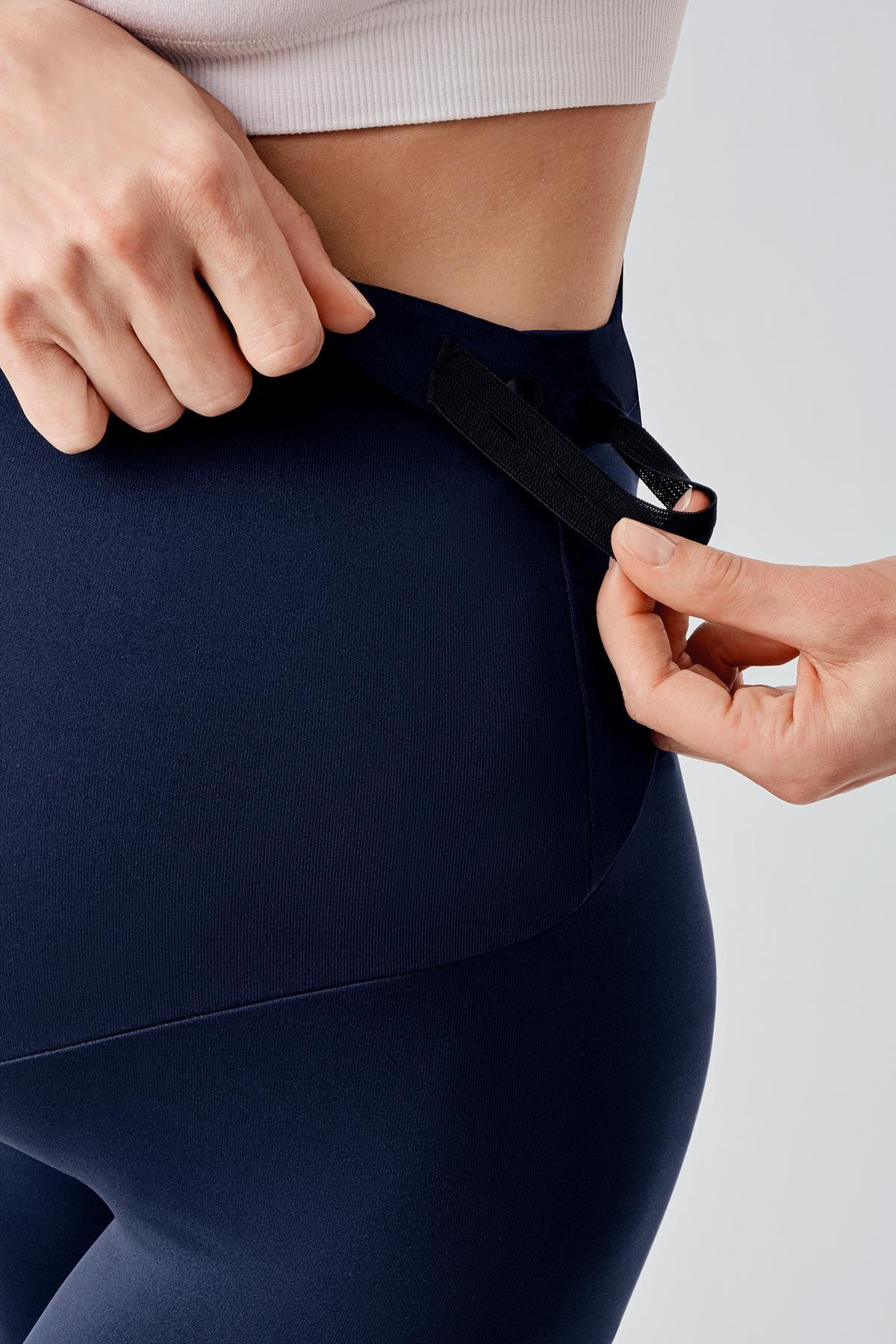 Adjustable Waist Maternity Leggings Navy Blue - LT9002