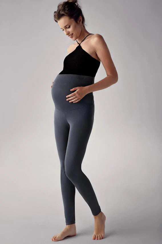 Adjustable Waist Maternity Leggings Anthracite - LT9002