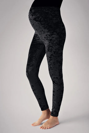 Velvet Adjustable Waist Maternity Leggings Black - LT9004