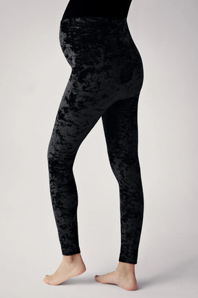 Velvet Adjustable Waist Maternity Leggings Black - LT9004