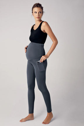 Adjustable High-Waisted Flexible Shaping Maternity Leggings Anthracite - LT9006