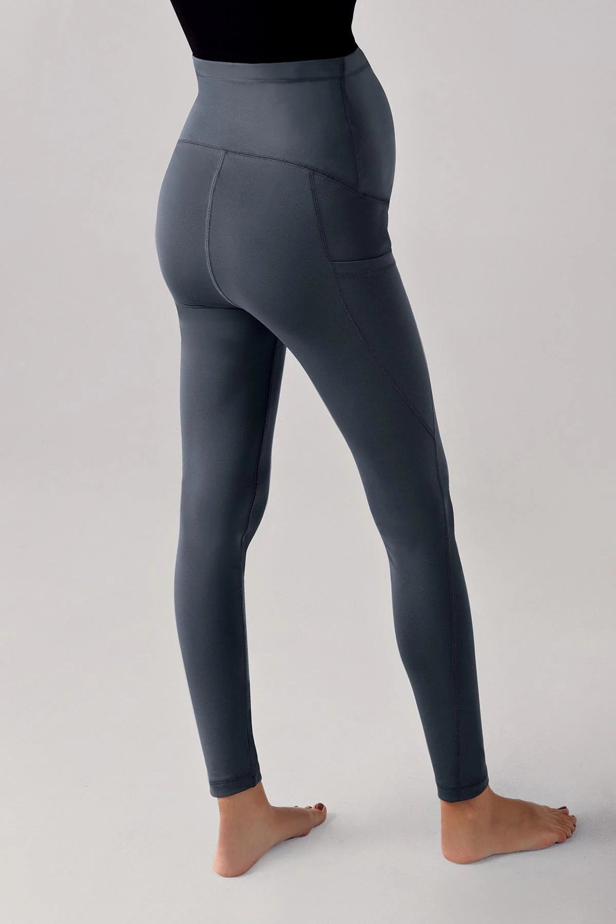 Adjustable High-Waisted Flexible Shaping Maternity Leggings Anthracite - LT9006