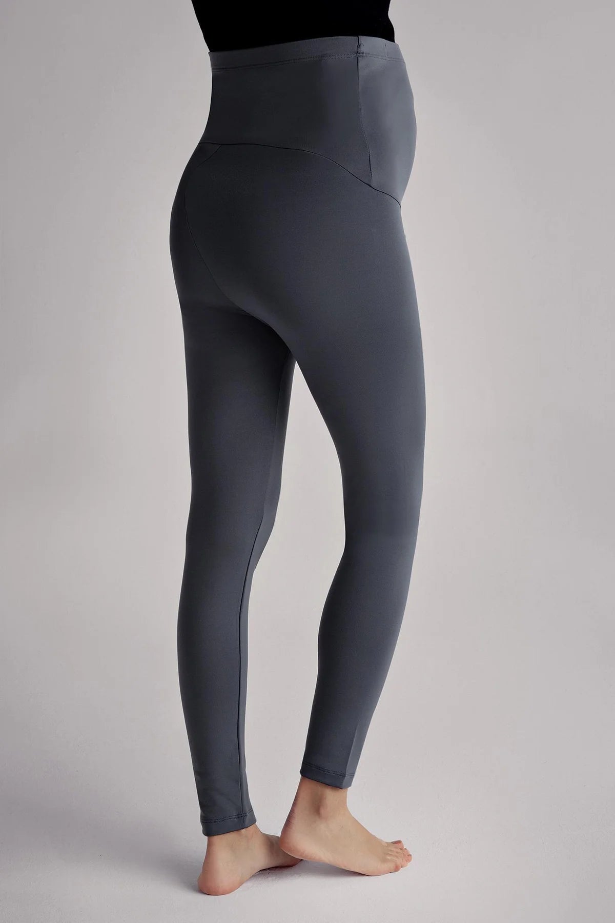 Thermal Fleece-Lined Adjustable Waist Maternity Leggings Anthracite - LT9010