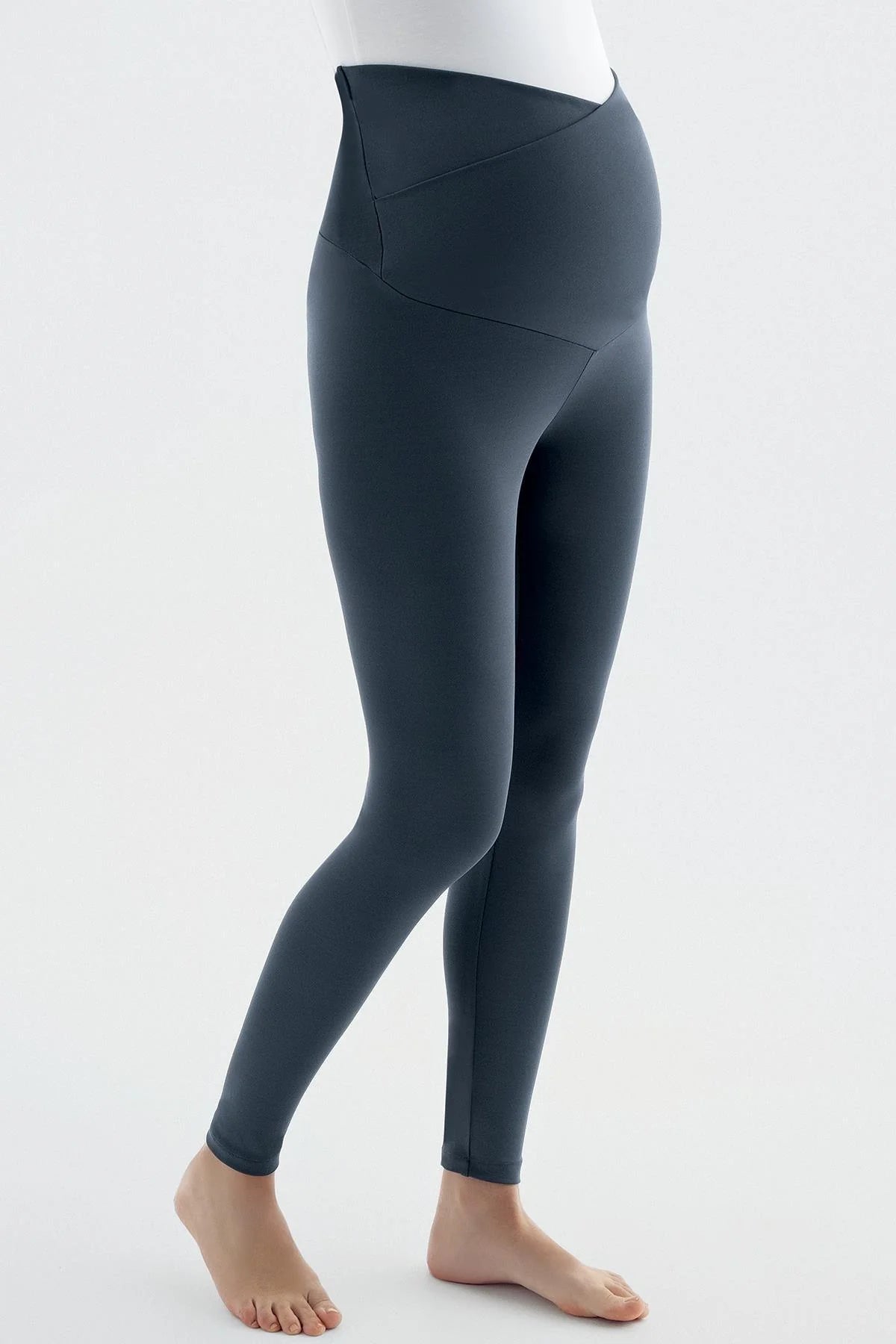 Cross Waist High-Waisted Elastic Supportive Maternity Leggings Anthracite - LT9013