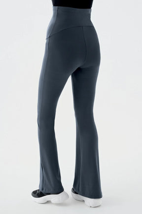 Flared Thermal Fleece-Lined Adjustable Waist Maternity Leggings Anthracite - LT9018