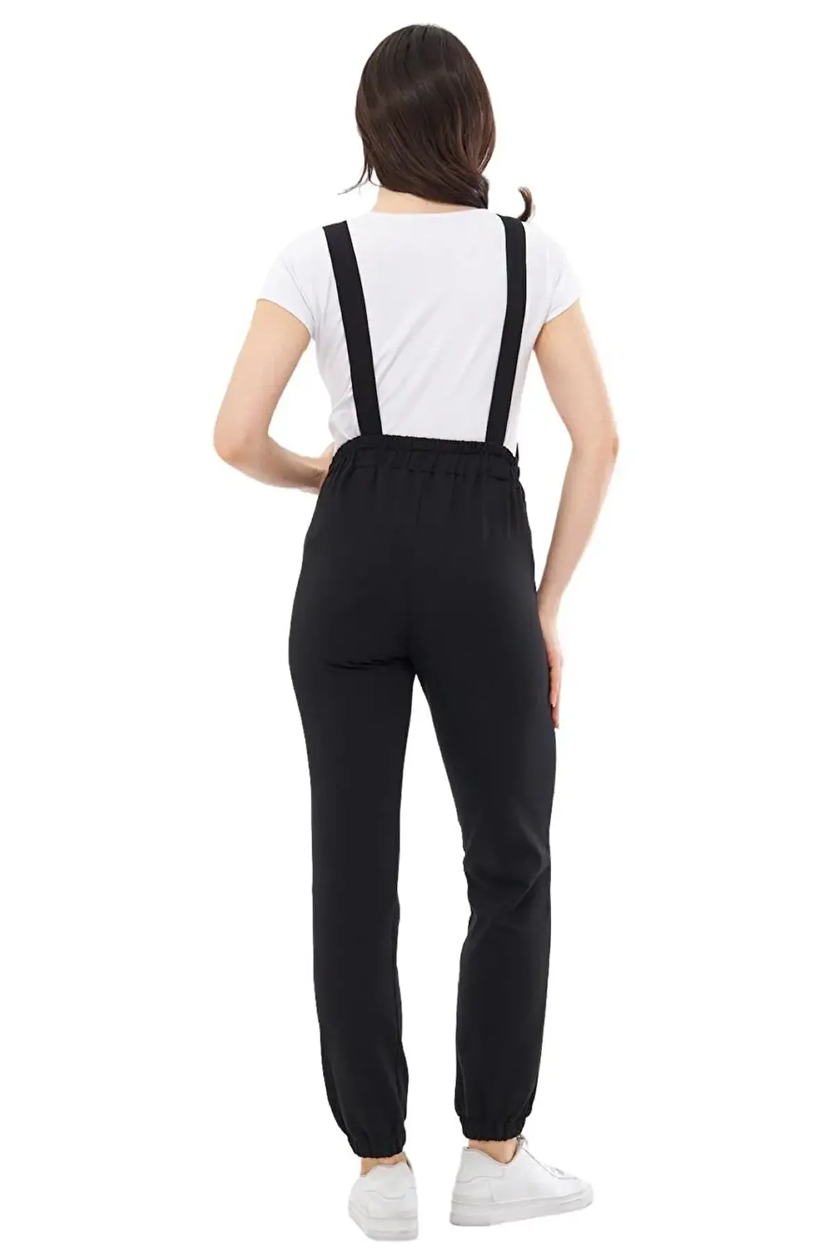 Adjustable Waist Jogger Maternity-Nursing Jumpsuit Black - TT6400