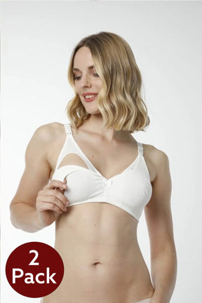 2-Pack Cotton Nursing Bra Ecru - 6010eb