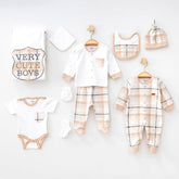 Checked Pattern Hospital Outfit 10-Piece Set Newborn Baby Boys - 020.10299
