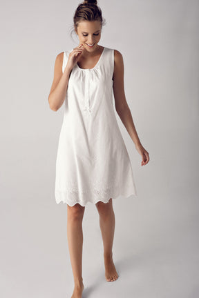 Cotton Weaving Maternity & Nursing Nightgown With Robe Ecru - 10402