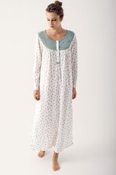 Flower Pattern Plus Size Maternity & Nursing Nightgown Green - 14111