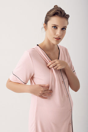 Double Breast Feeding Maternity & Nursing Pajamas Pink - 14209