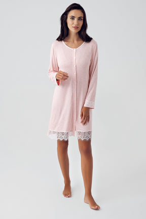 Melange Lace Maternity & Nursing Nightgown Powder - 15103