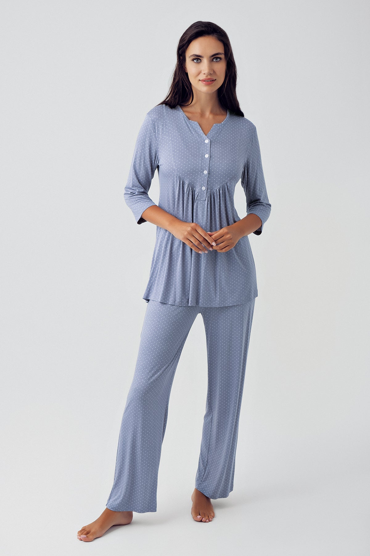 Polka Dot Maternity & Nursing Pajamas Indigo - 15204