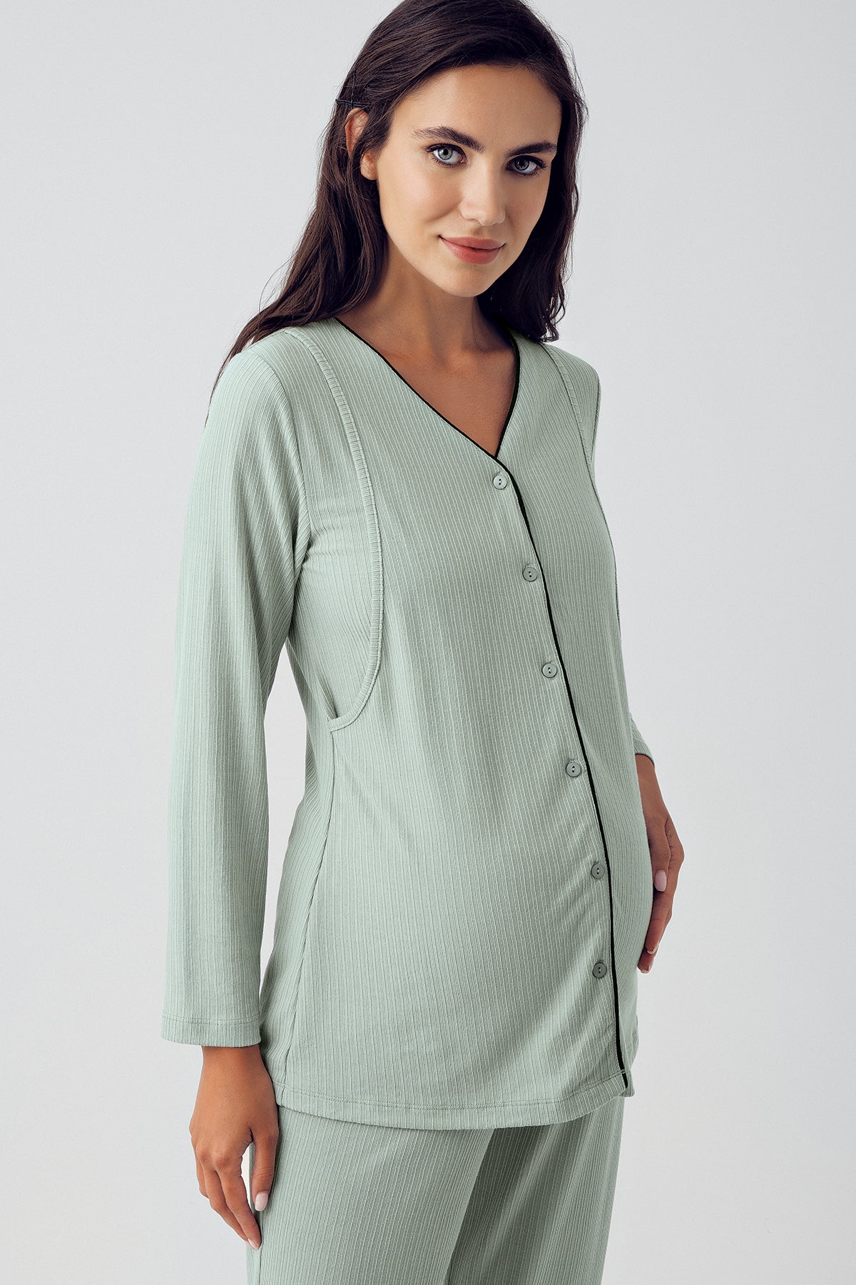 Double Breast Feeding Maternity & Nursing Pajamas Green - 15207
