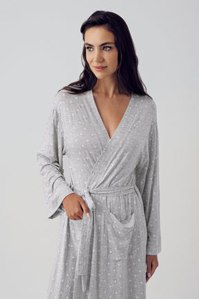 Polka Dot Maternity Robe Grey - 15502