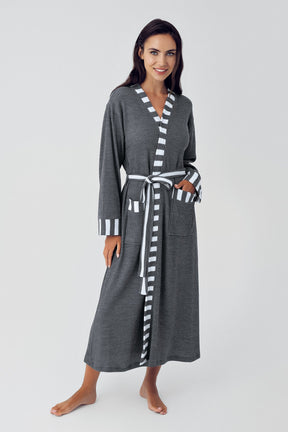 Knitwear Long Maternity Robe Anthracite - 15513