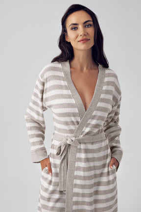 Knitwear Short Maternity Robe Beige - 15514