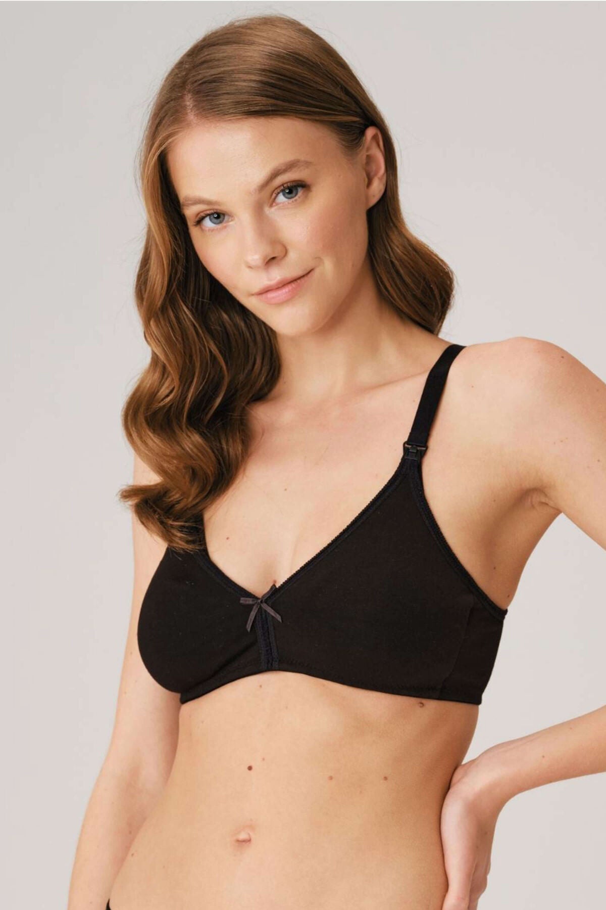 Cotton Non-Underwired Nursing Bra Black - 3424