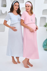 Bike Collar Maternity & Nursing Nightgown - 4325