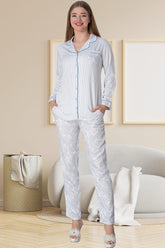 Woven Maternity & Nursing Pajamas Blue - 5143