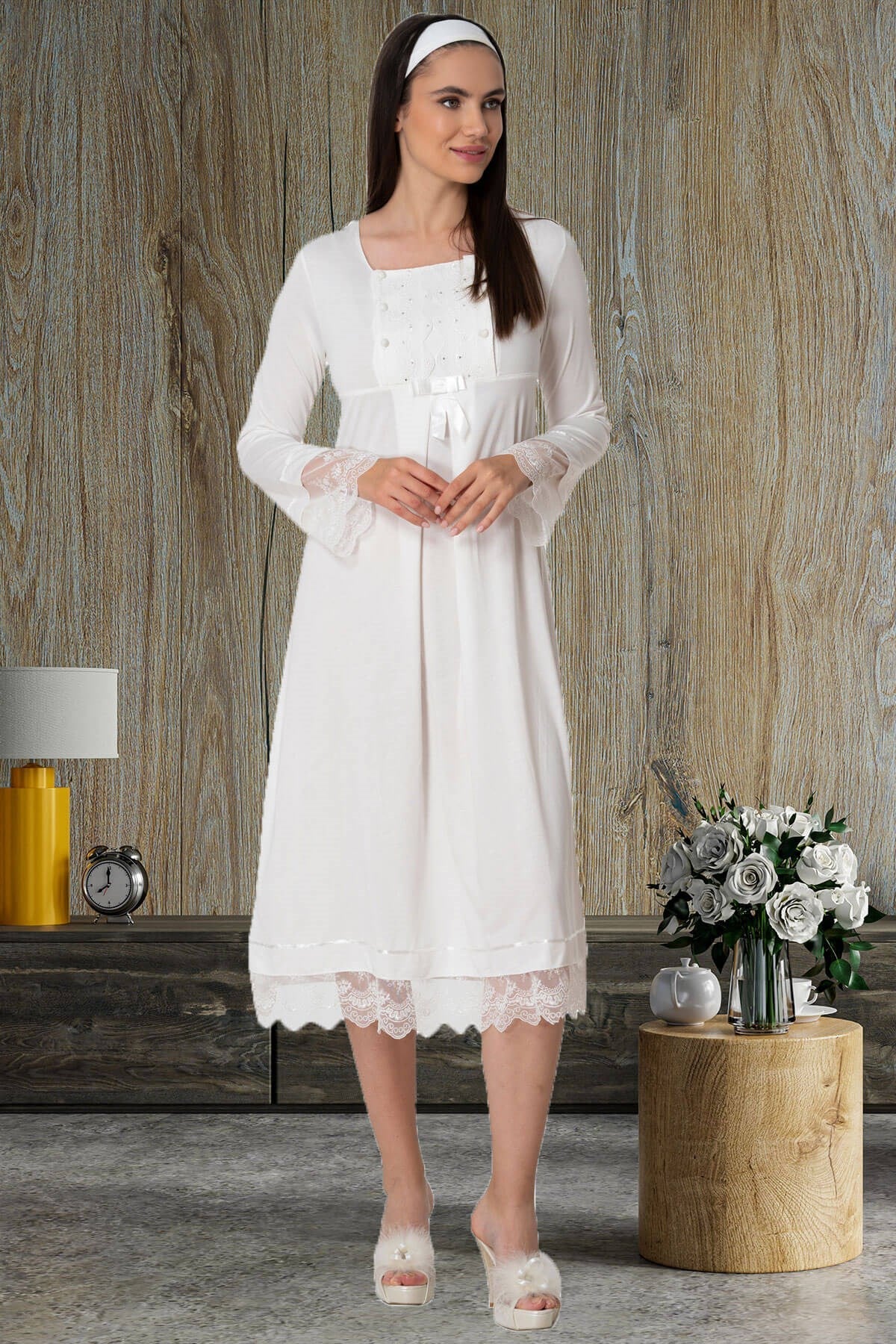 Skirt Lace Maternity & Nursing Nightgown Ecru - 5209