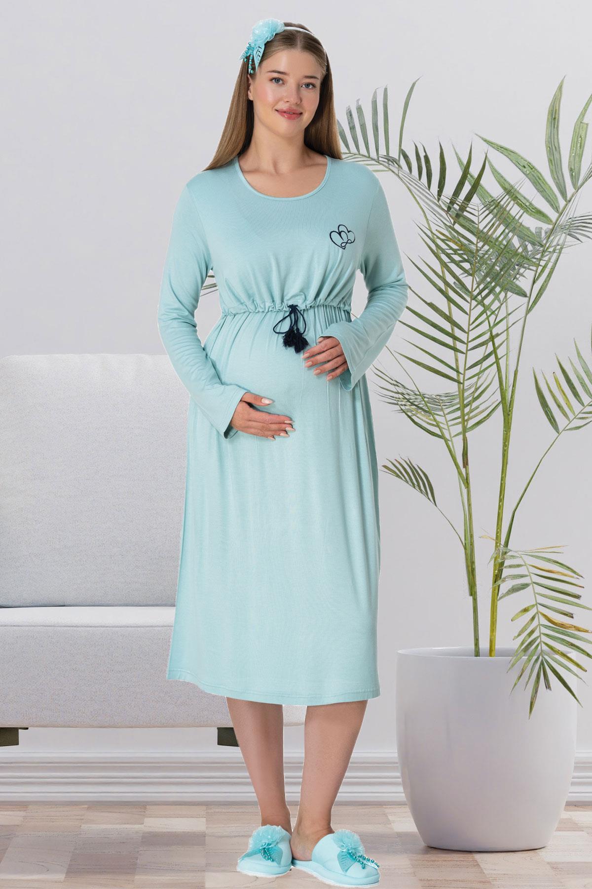 Breastfeeding Maternity & Nursing Nightgown Turquoise - 5539