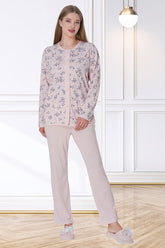 Flowery Plus Size Maternity & Nursing Pajamas Pink - 5737