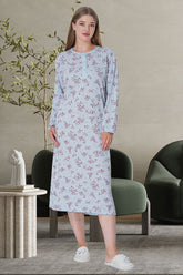 Flowery Plus Size Maternity & Nursing Nightgown Blue - 5738